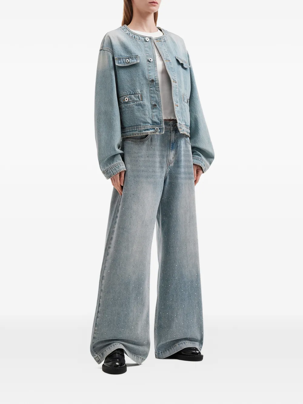 Tout A Coup Vaqueros Con Apliques De Strass - Azul 