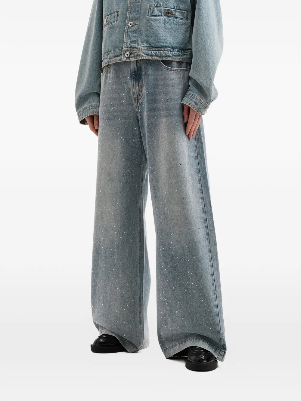  Tout A Coup Vaqueros Con Apliques De Strass - Azul 