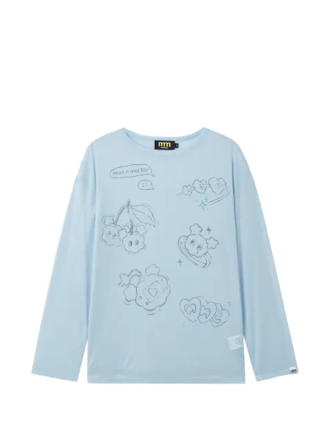 Mini Cream graphic-print long-sleeve T-shirt