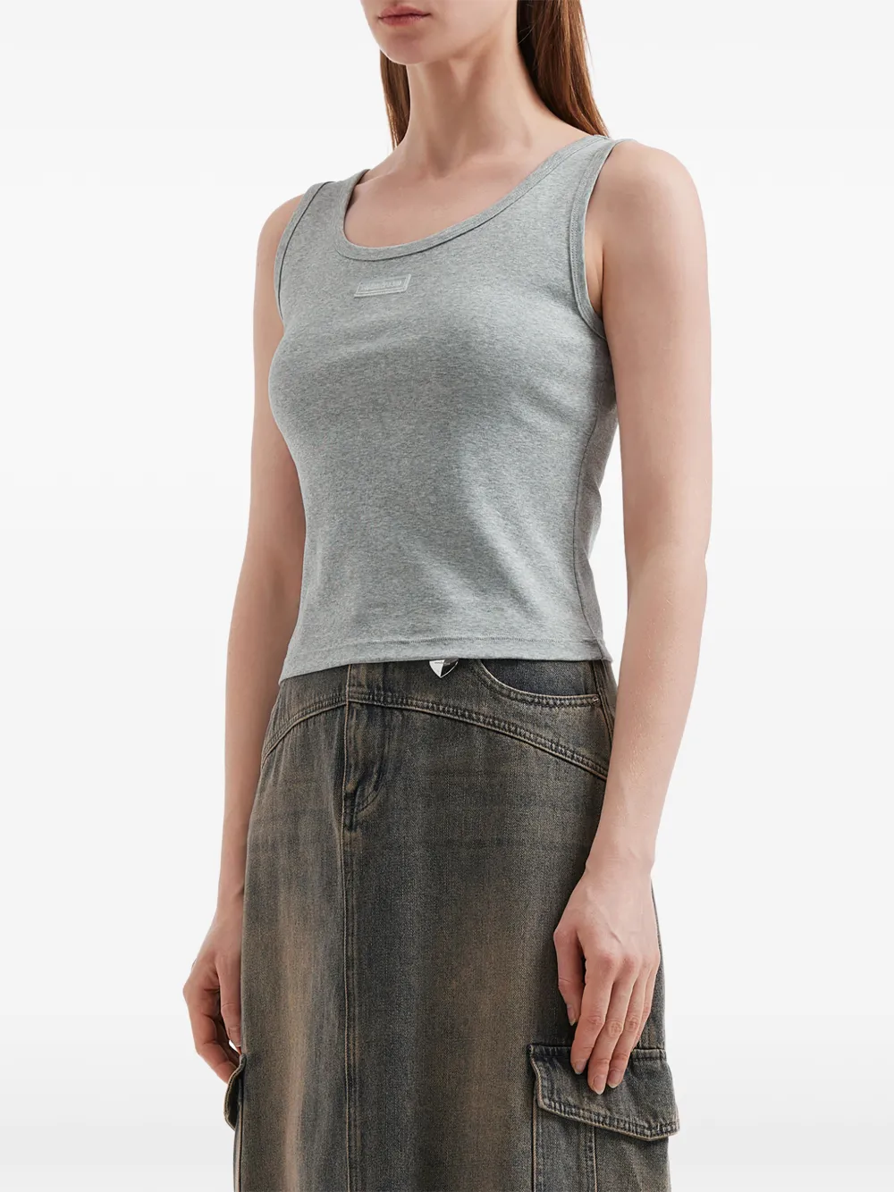  Mini Cream Logo-patch Top - Grey 