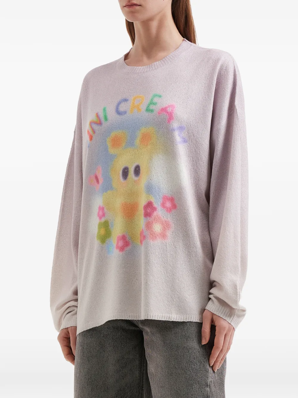  Mini Cream Graphic-print Sweater - Purple 