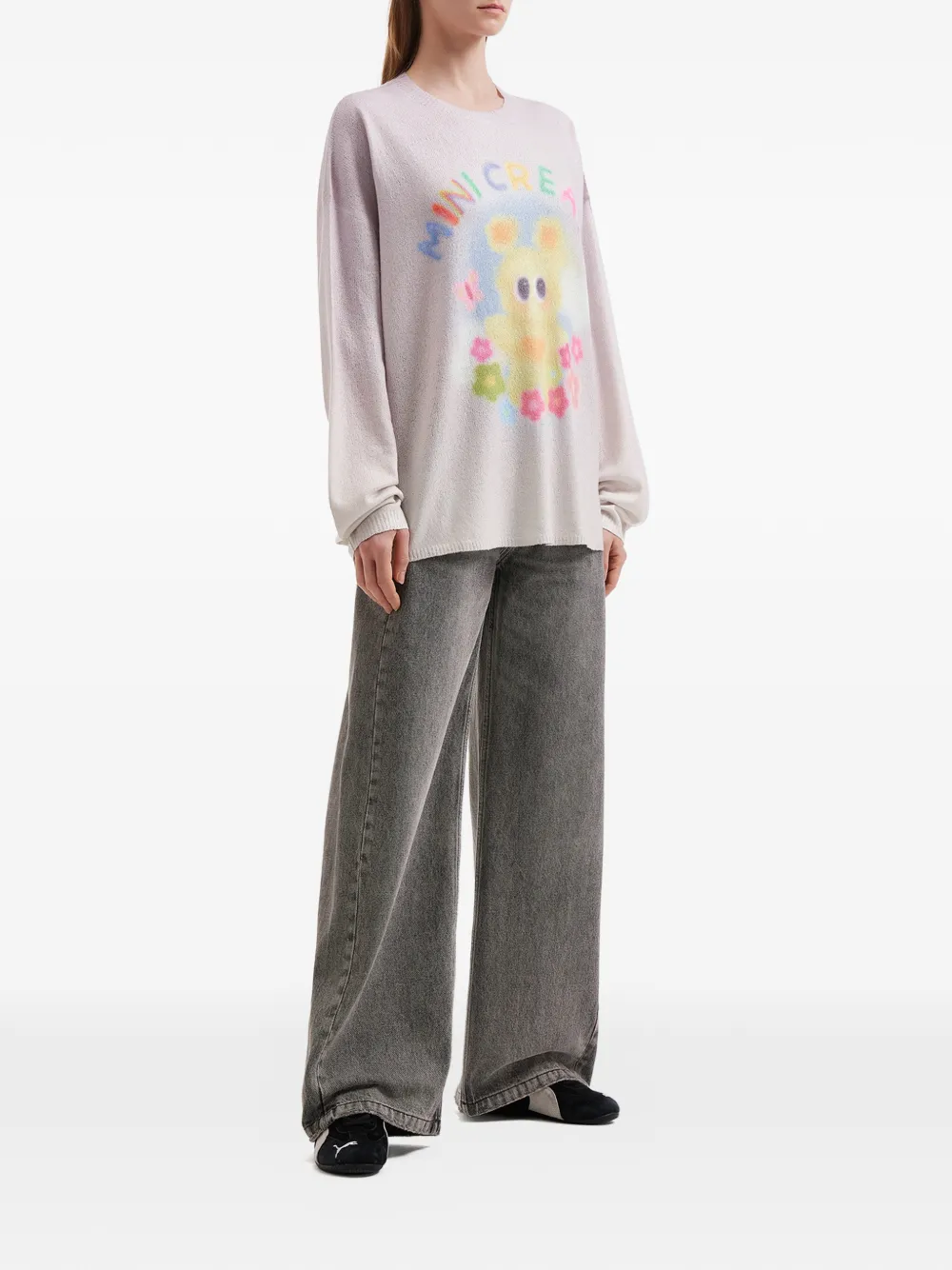  Mini Cream Graphic-print Sweater - Purple 