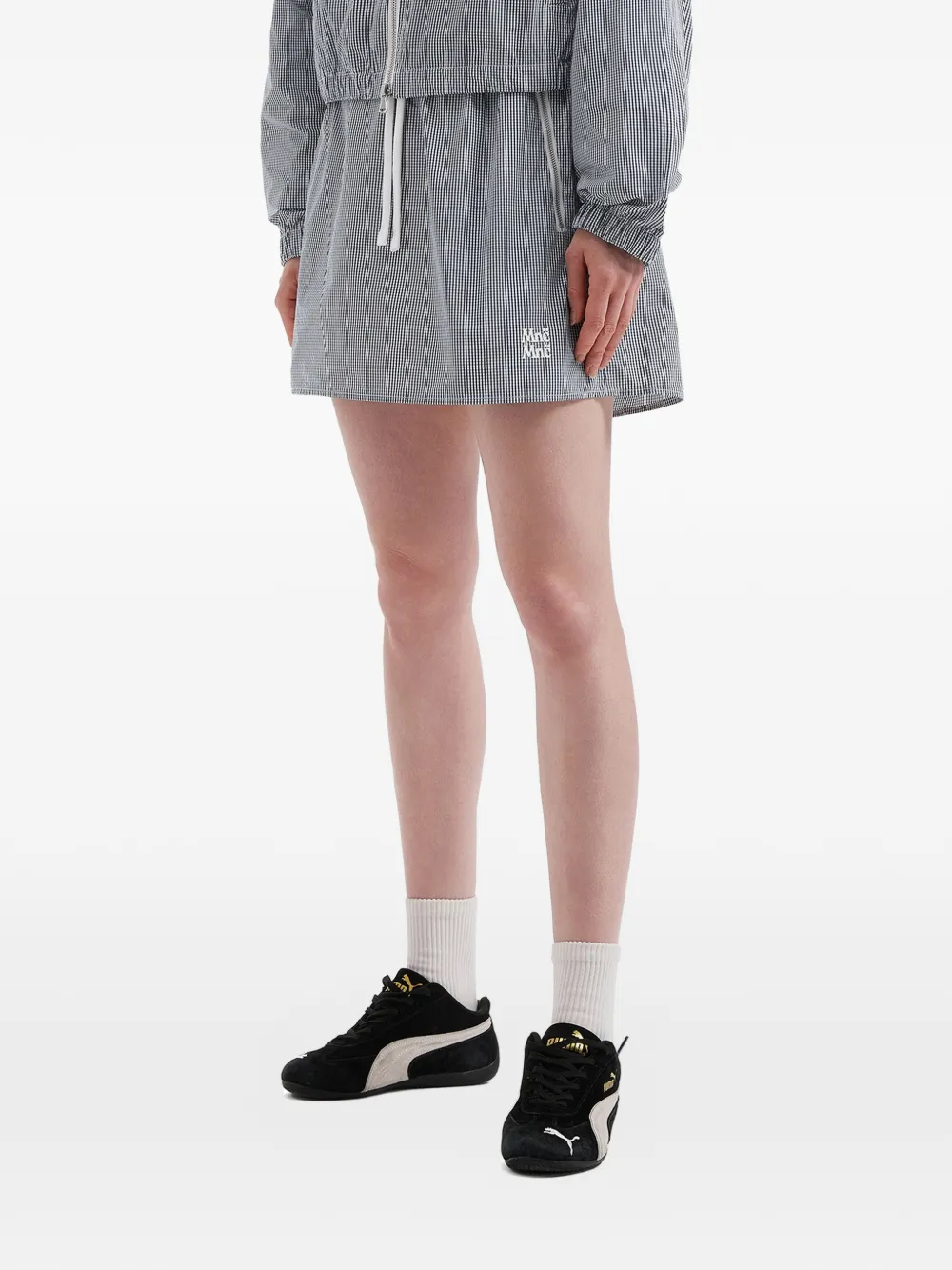  Mini Cream Drawstring Mini Skirt - Blue 