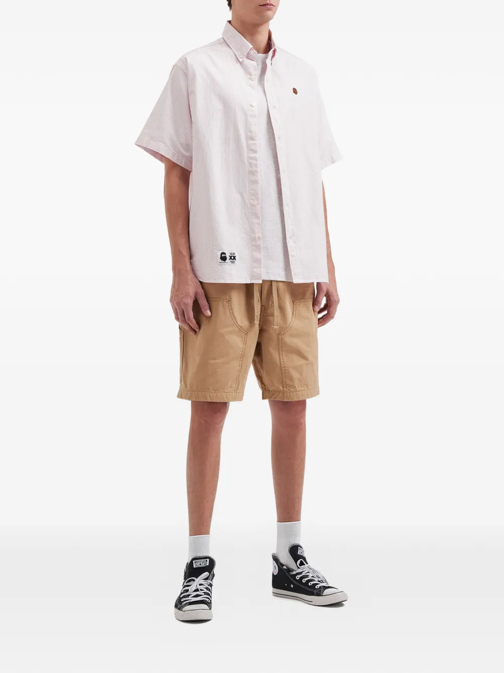 FINGERCROXX 条纹图案短袖衬衫 | Image 2