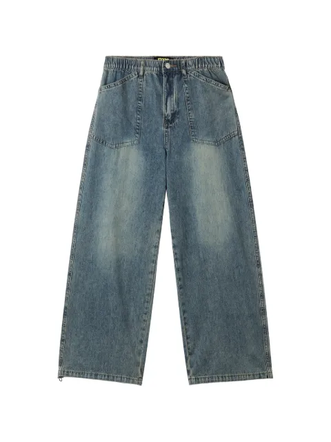 Mini Cream patch-pocket wide-leg jeans