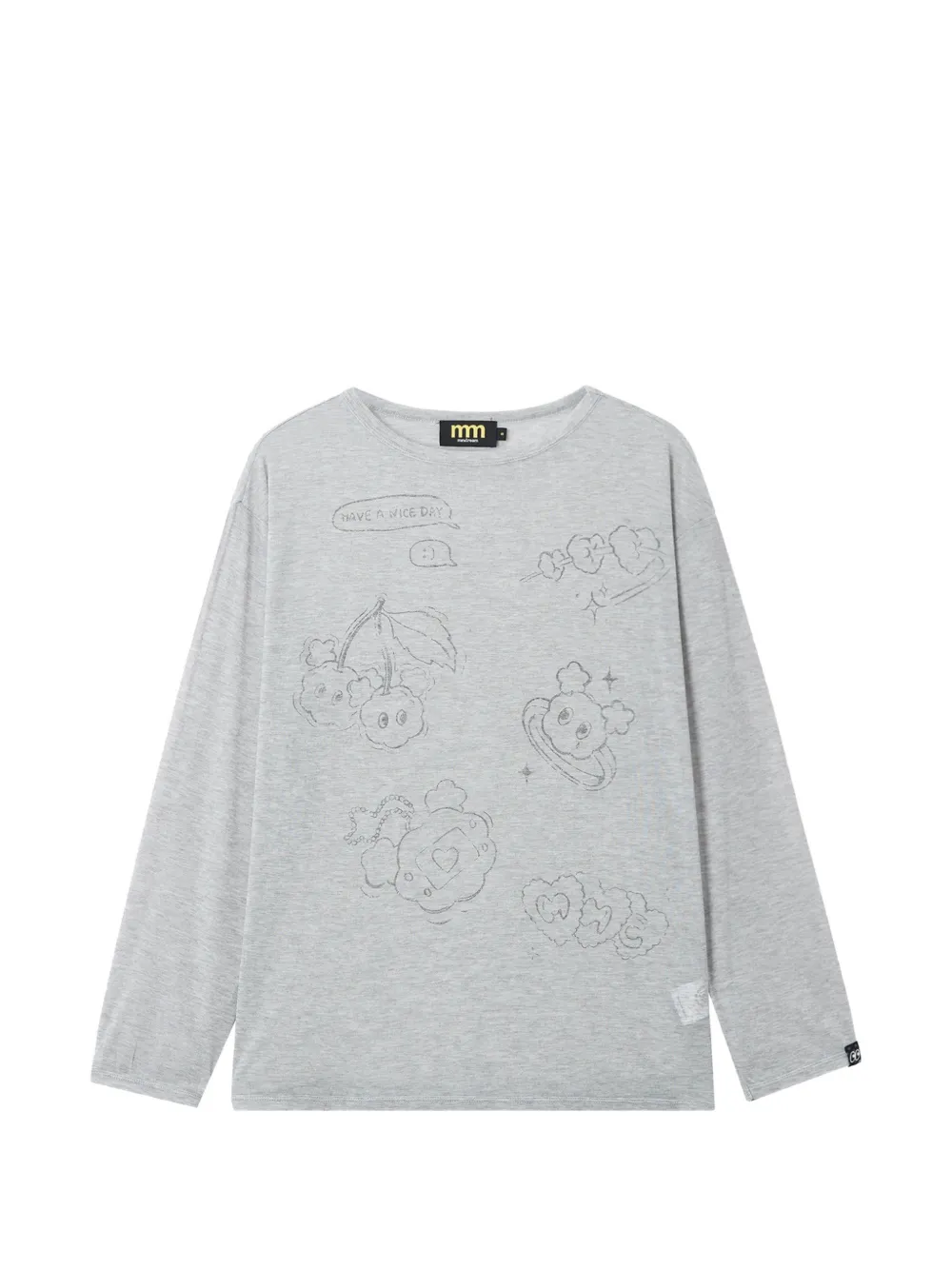 Mini Cream T-shirt con grafica e maniche lunghe - Grigio