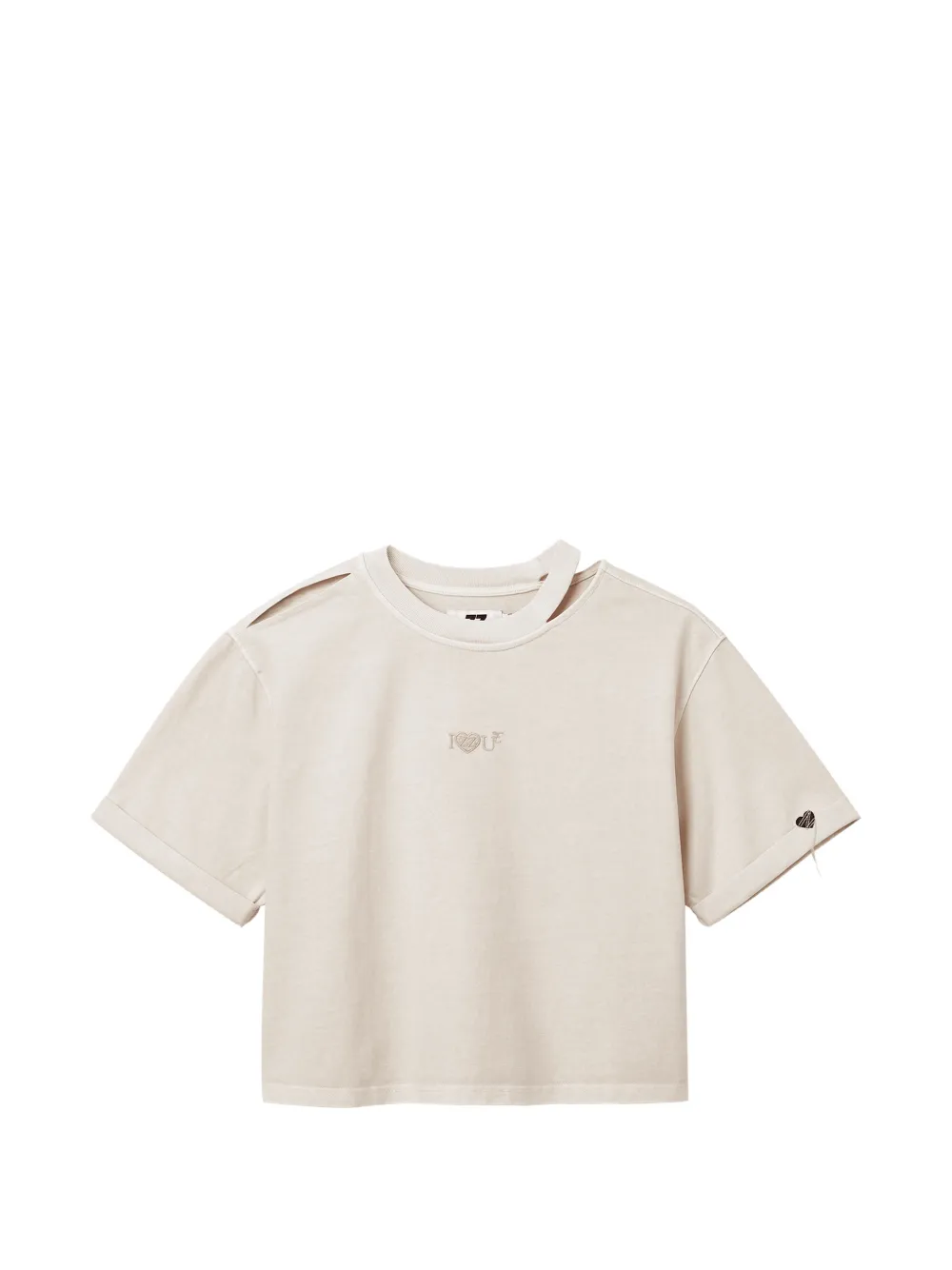 izzue cutout cropped T-shirt - Toni neutri