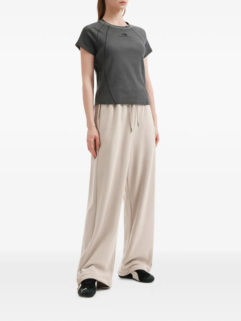 Mini Cream ドローストリング ワイドパンツ | スウェットパンツ