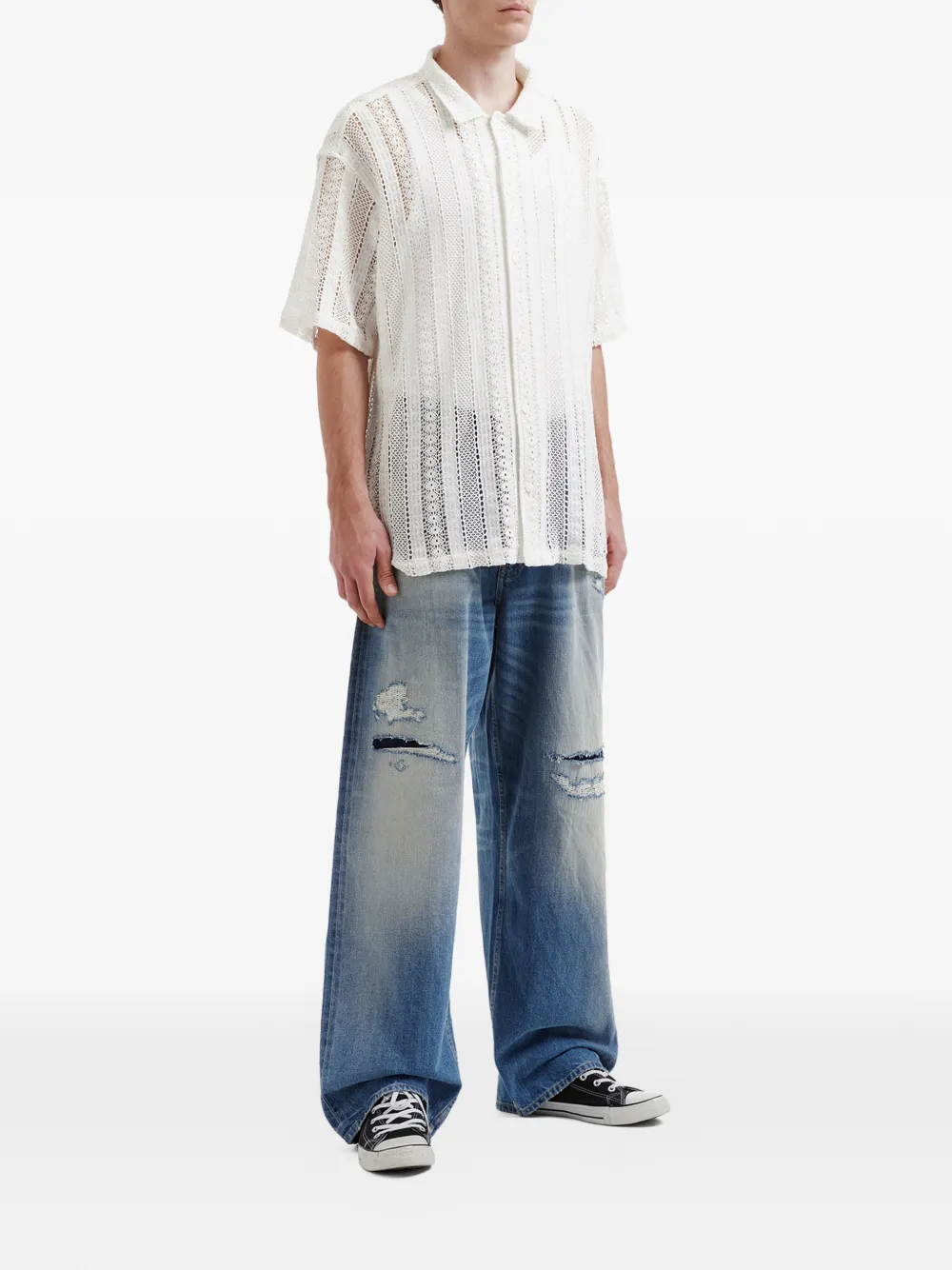 aftermaths crochet short-sleeve shirt