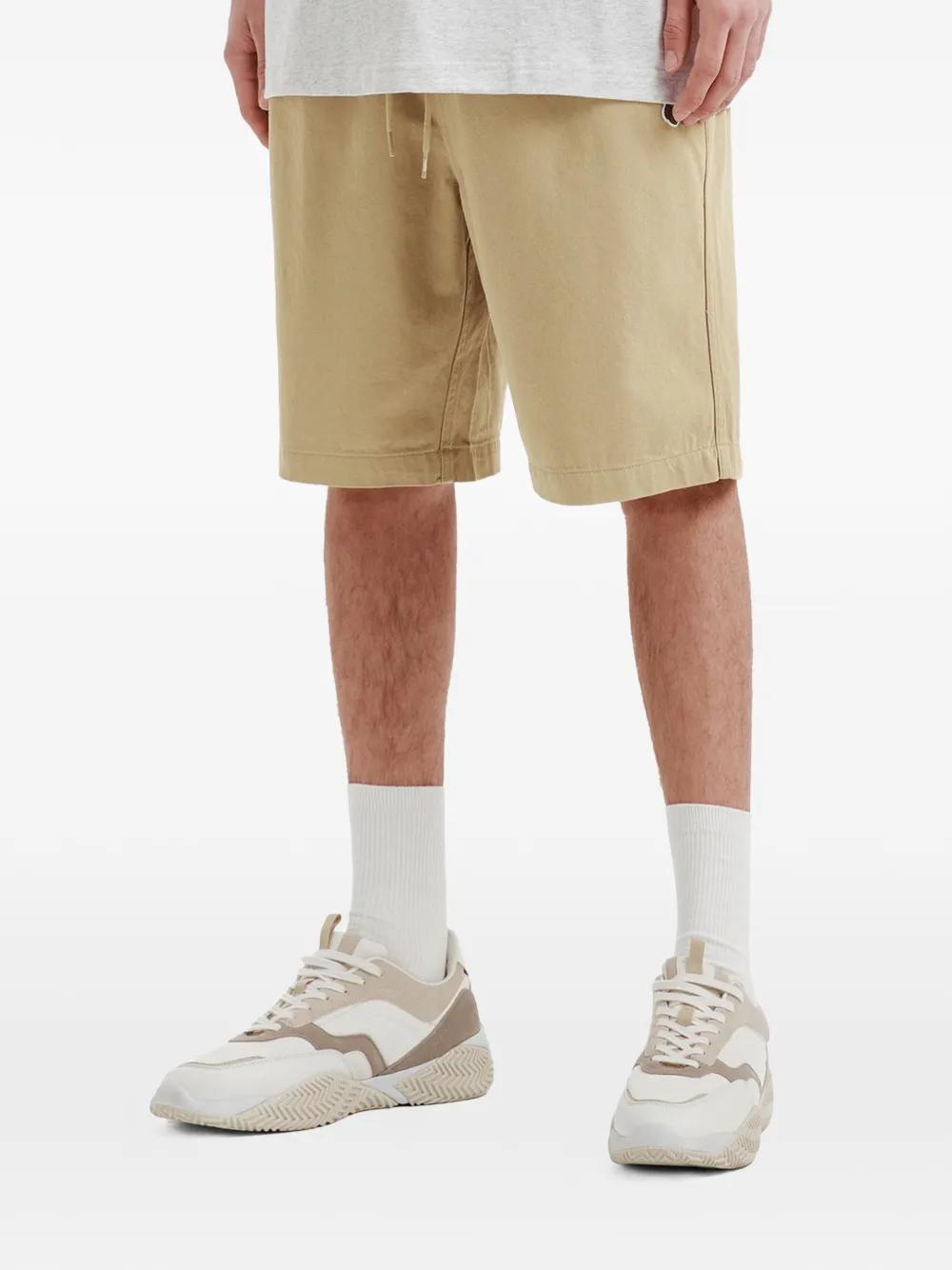  Fingercroxx Drawstring Logo-patch Shorts - Neutrals 