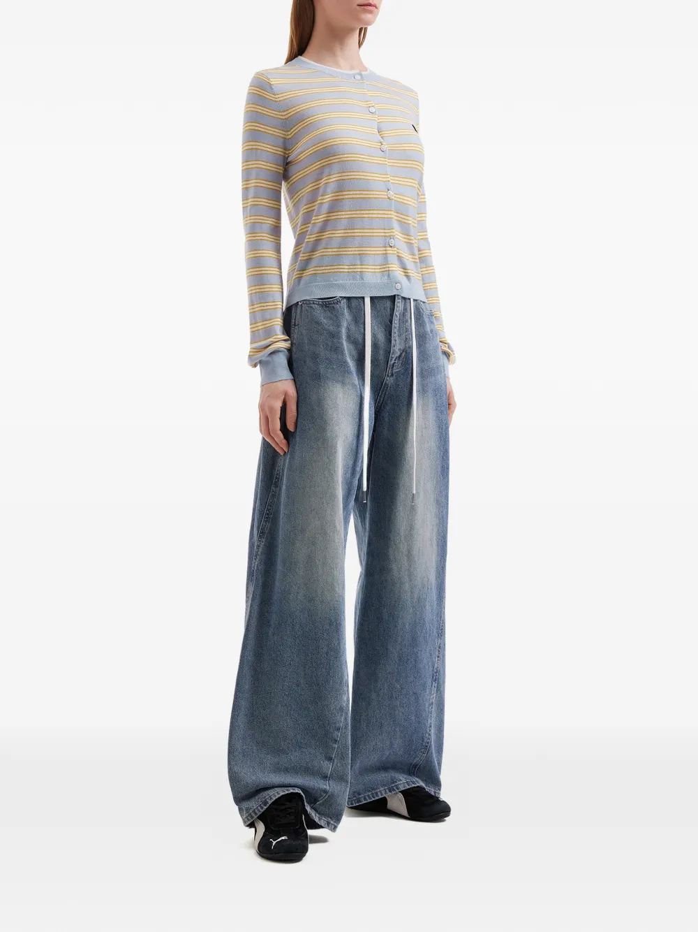 Mini Cream ストライプ カーディガン | カーディガン