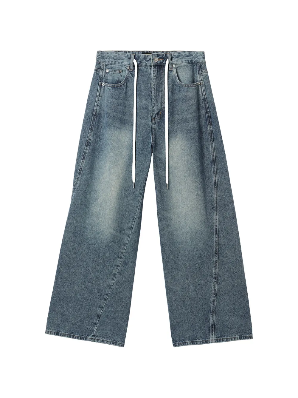 Mini Cream Jeans a gamba ampia con coulisse - Blu