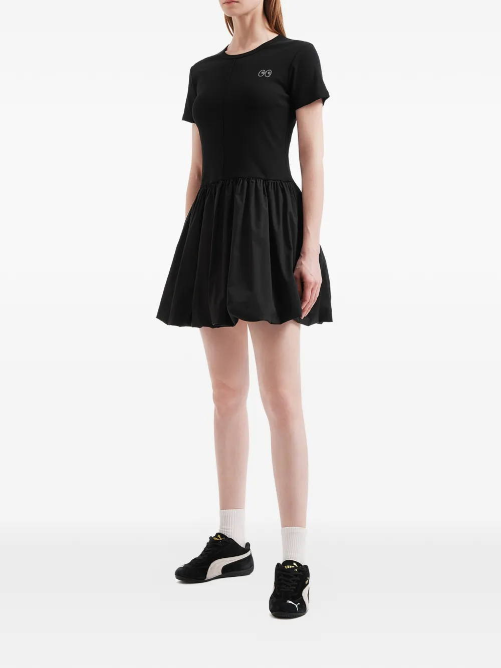 Mini Cream Verfraaide mini-jurk met plooien Zwart