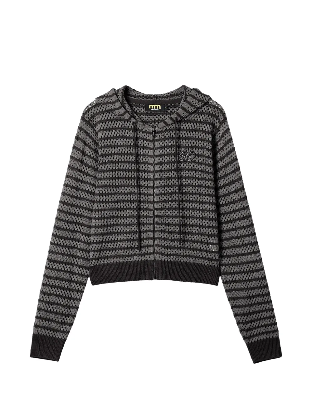 Mini Cream Striped Hooded Cardigan In Black