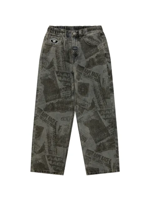 AAPE BY *A BATHING APE® logo-patch printed trousers