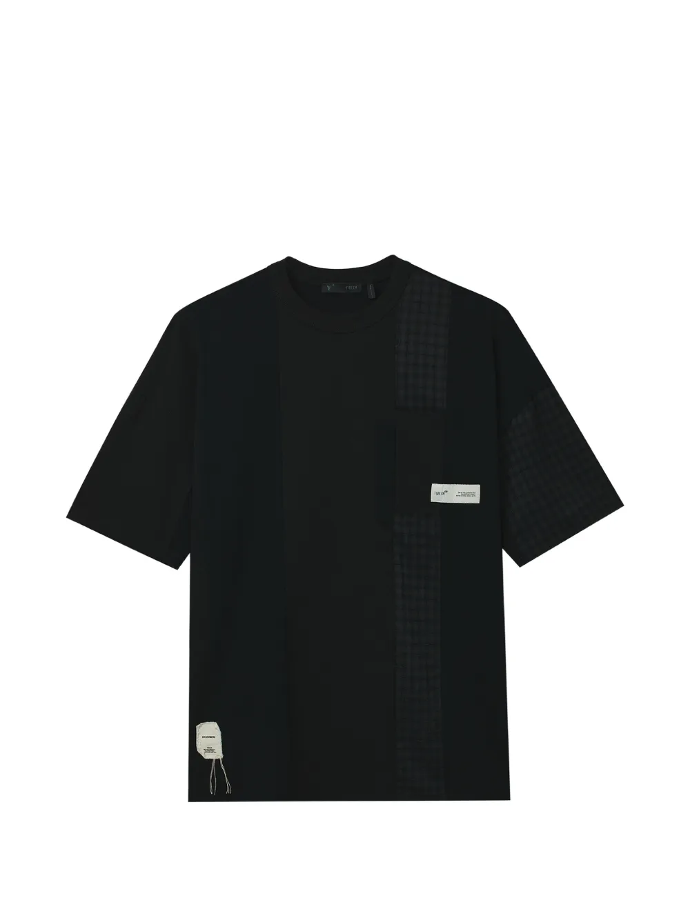 FIVE CM T-shirt con inserto a quadri - Nero