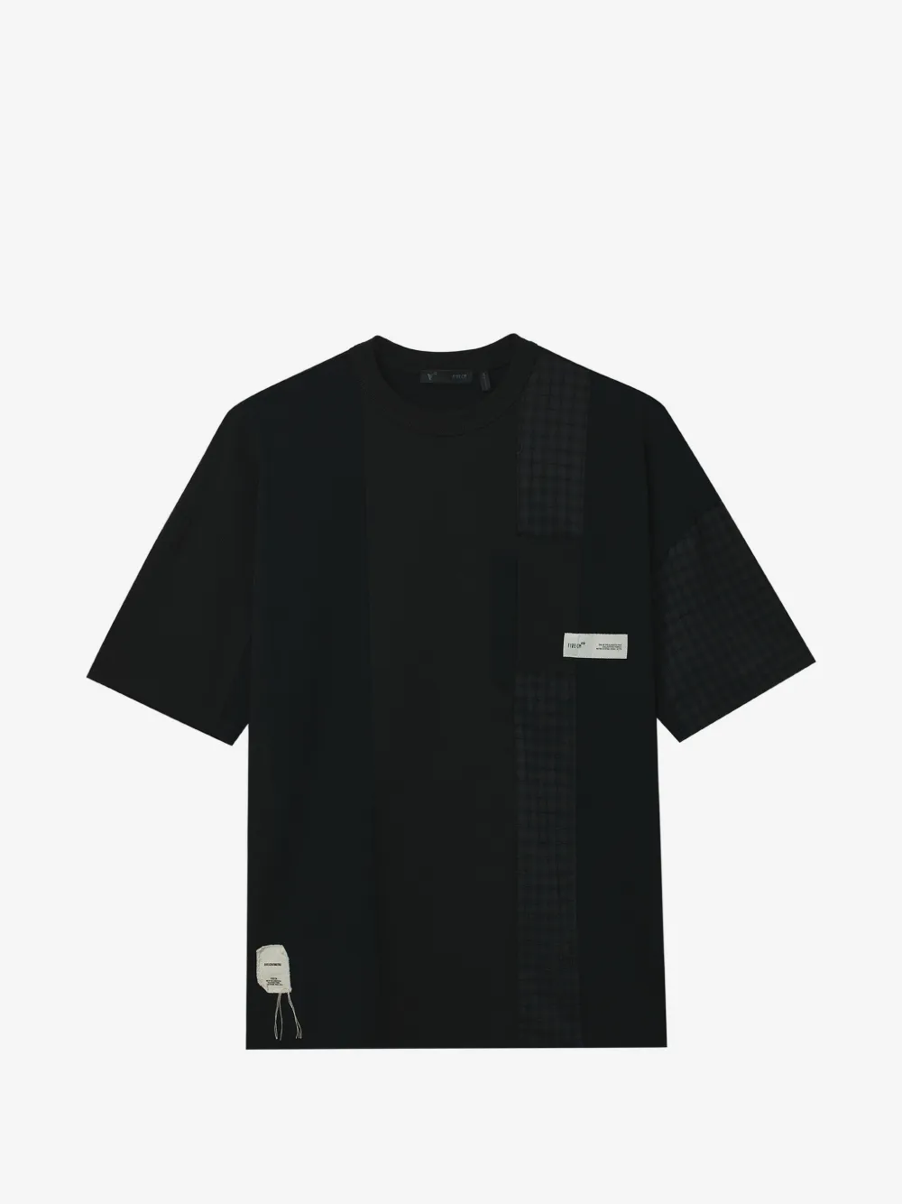 FIVE CM checked panel t-shirt | Black | Image 1