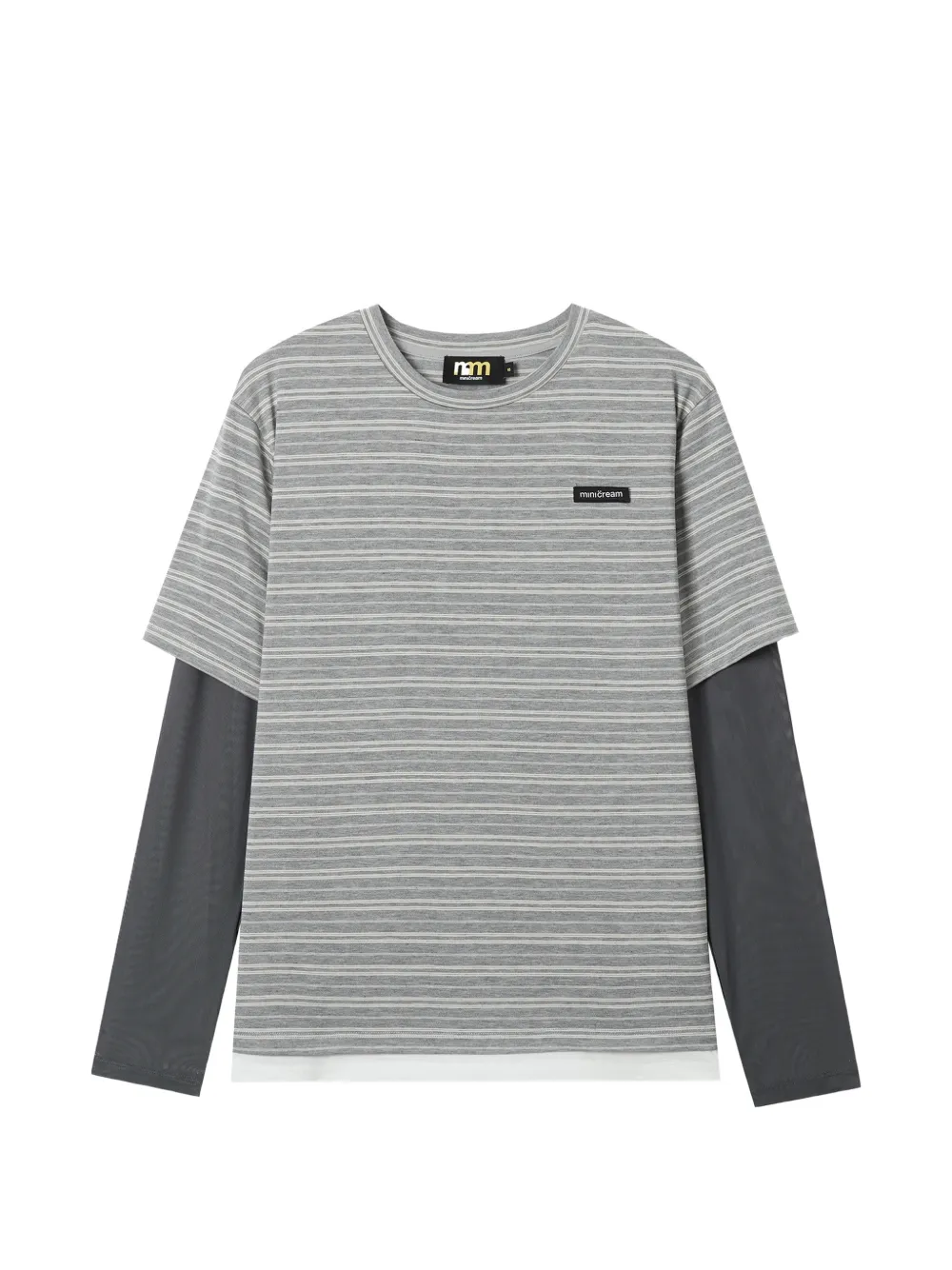 Mini Cream T-shirt con design a strati - Grigio