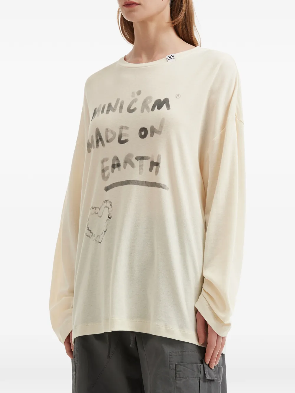  Mini Cream Lettering-print T-shirt - Neutrals 