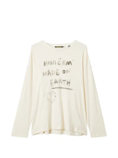 Mini Cream playera con estampado de letras