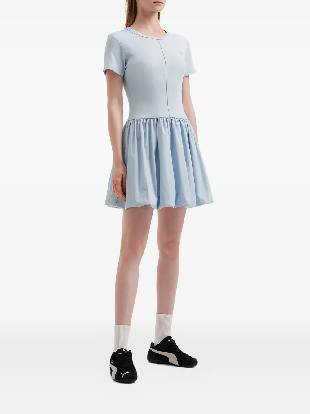  Mini Cream Panelled Mini Dress - Blue 