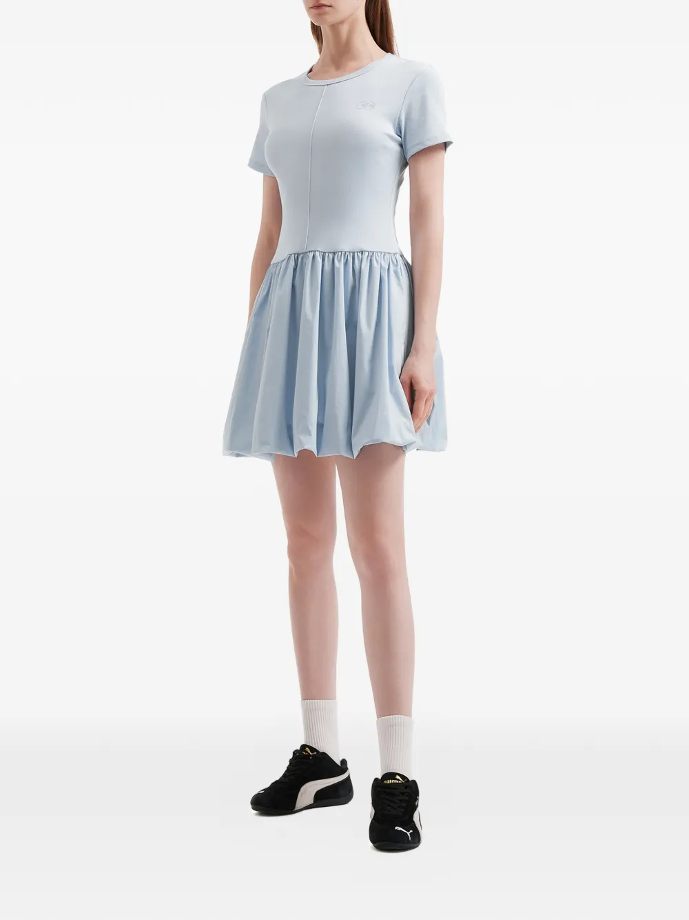  Mini Cream Panelled Mini Dress - Blue 