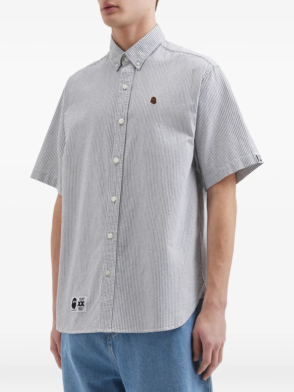  Fingercroxx Striped Button Shirt - White 