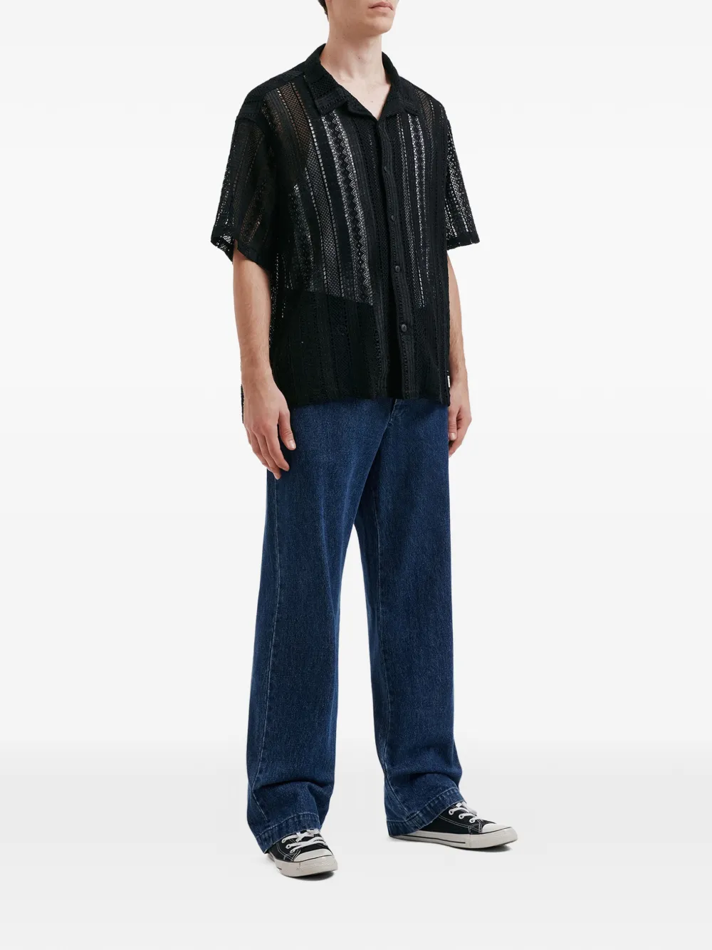 aftermaths buttoned openwork shirt