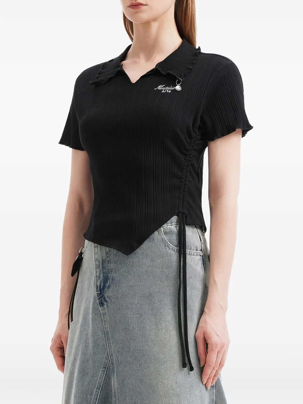  Musium Div. Drawstring Collar Top - Black 