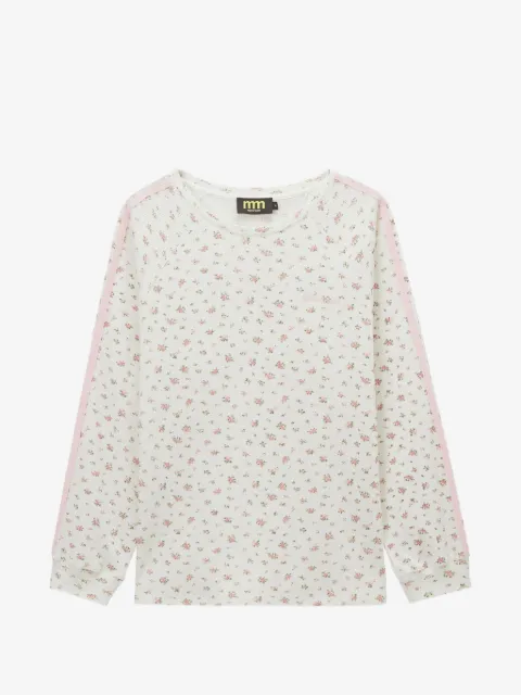 Mini Cream playera con estampado floral