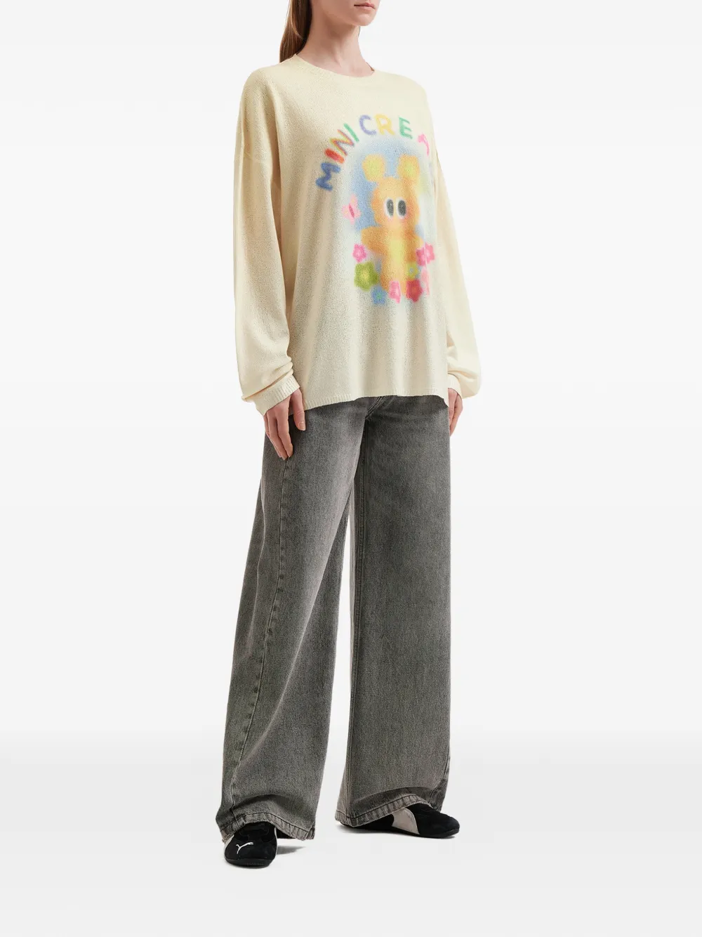  Mini Cream Graphic-print Sweater - Neutrals 