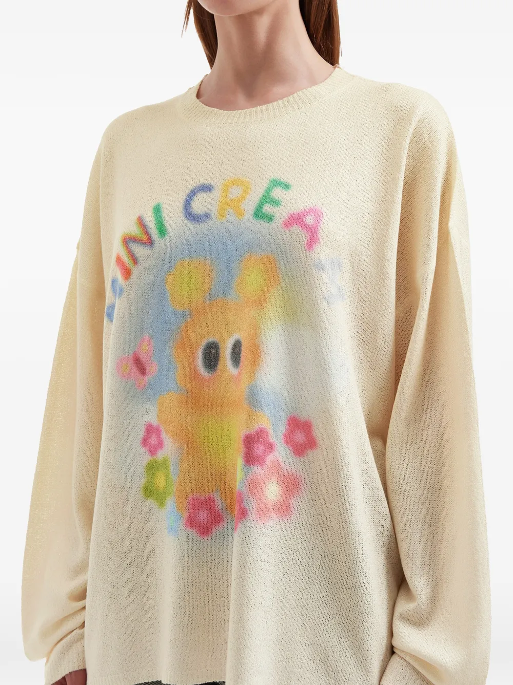  Mini Cream Graphic-print Sweater - Neutrals 