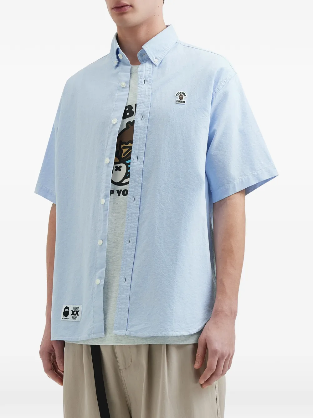  Fingercroxx Short-sleeve Badge Shirt - Blue 