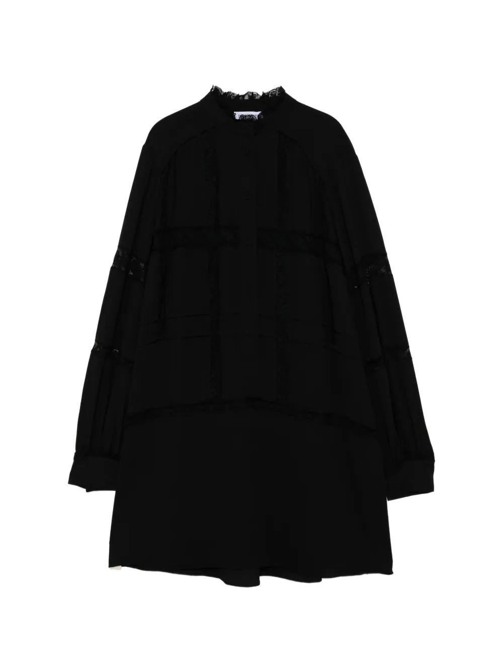 Dice Kayek lace-trim long-sleeve dress - Nero