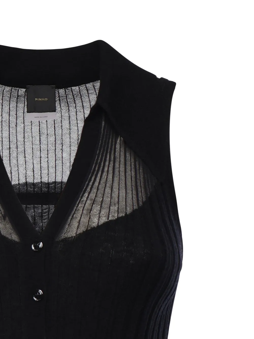PINKO Geribbelde tanktop met knopen Zwart