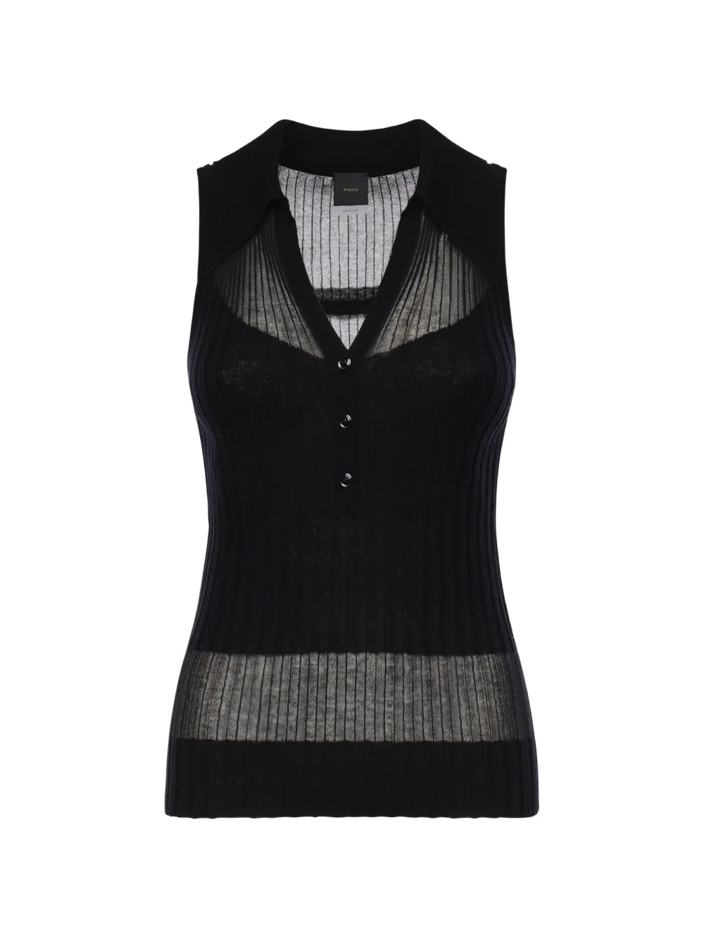 PINKO ribbed buttoned tank top - Nero