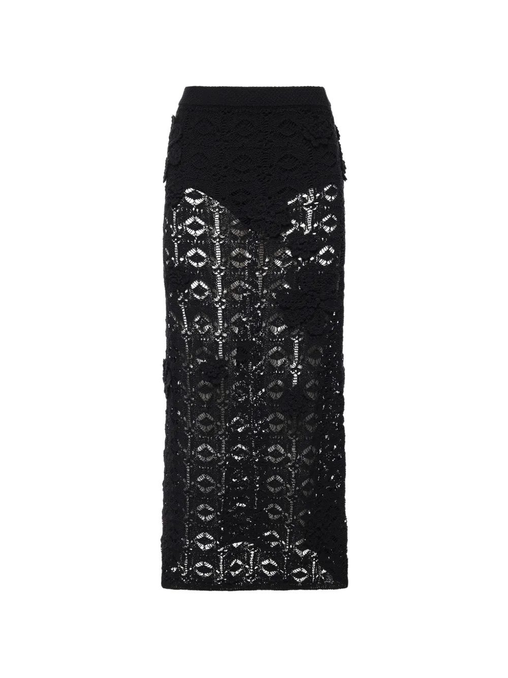 PINKO crochet-effect maxi skirt - Nero