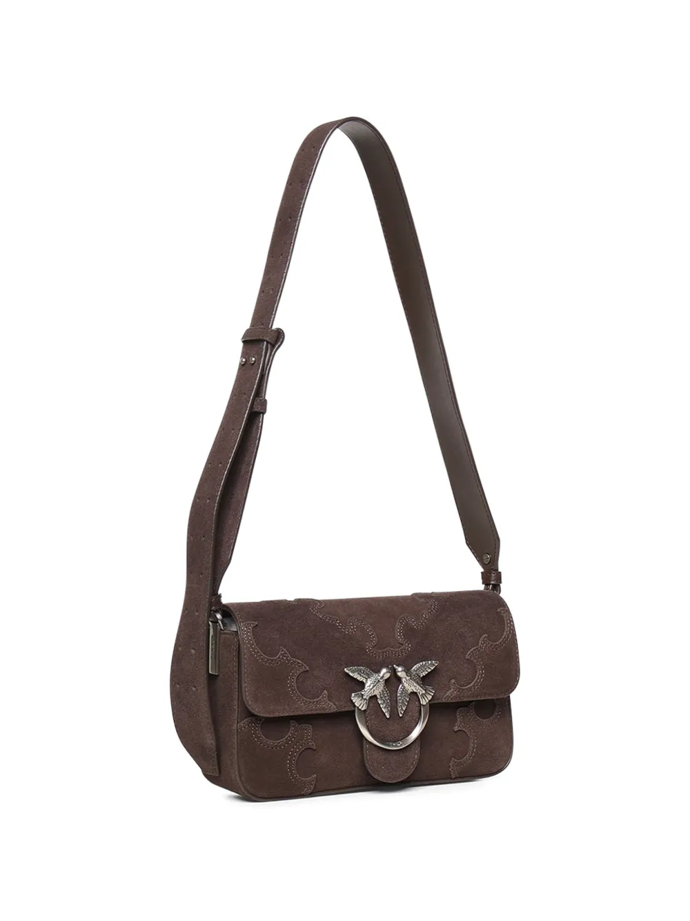 PINKO Love suède mini-schoudertas Bruin