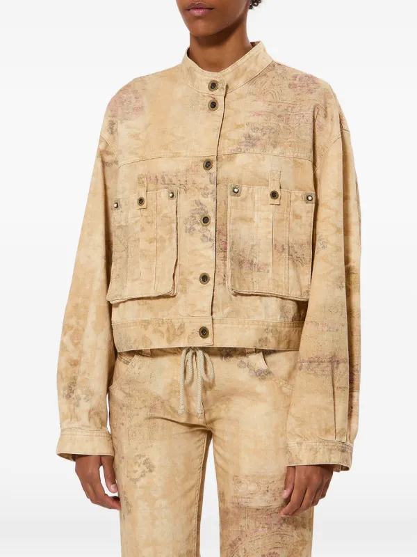 ISABEL MARANT ⭐︎ノーカラージャケット ⭐︎38⭐︎金ボタン⭐︎ラムレザー ISABEL MARANT Cyndel ジャケット | ニュートラル | FARFETCH JP