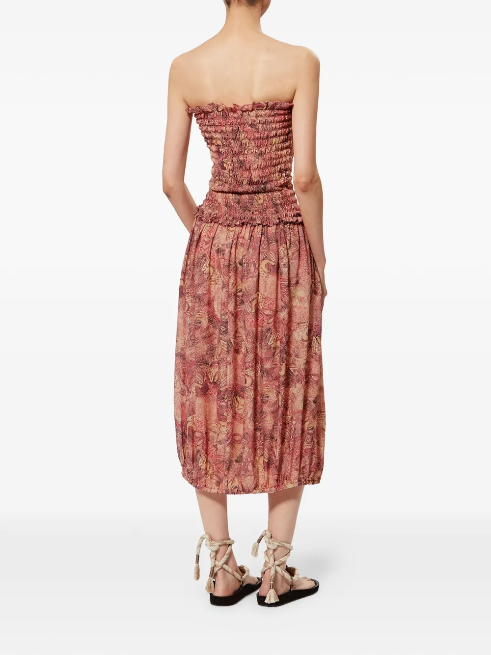 ISABEL MARANT Cleane gesmockte jurk met mandala print Roze