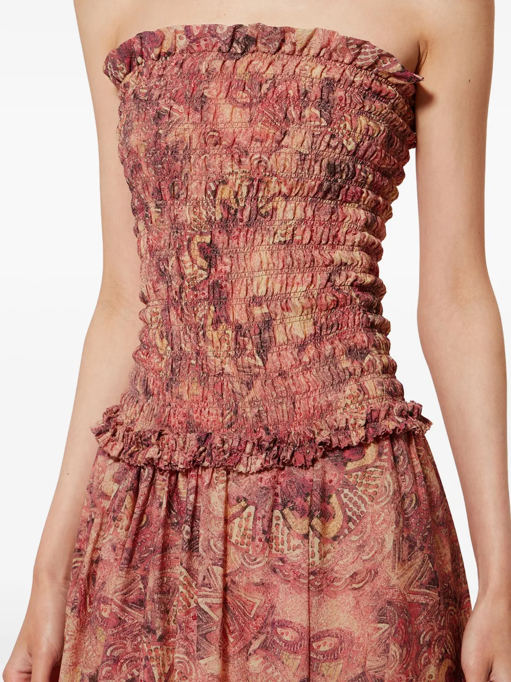 ISABEL MARANT Cleane gesmockte jurk met mandala print Roze