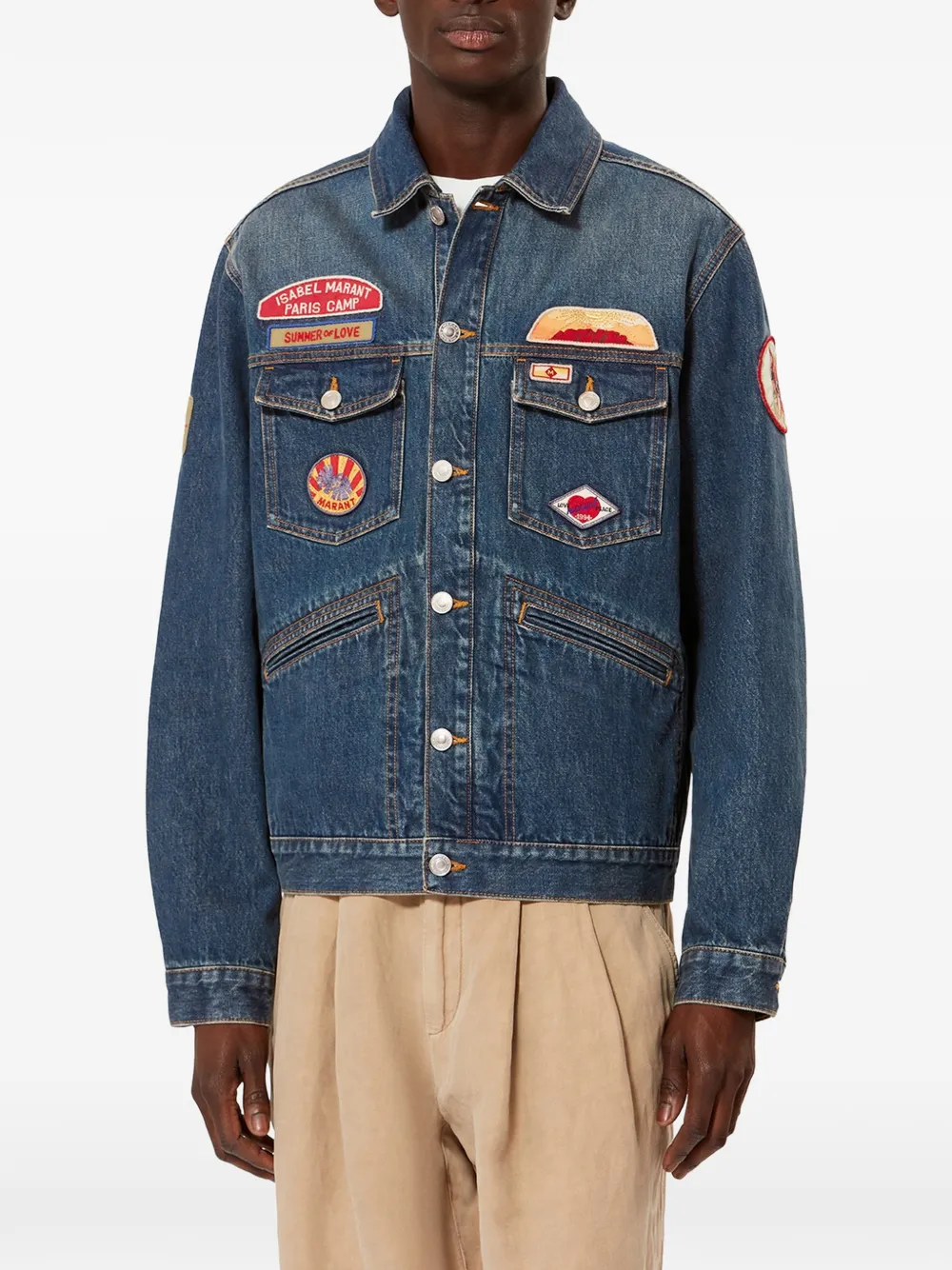 MARANT Jarvey denim jack met borduurwerk Blauw