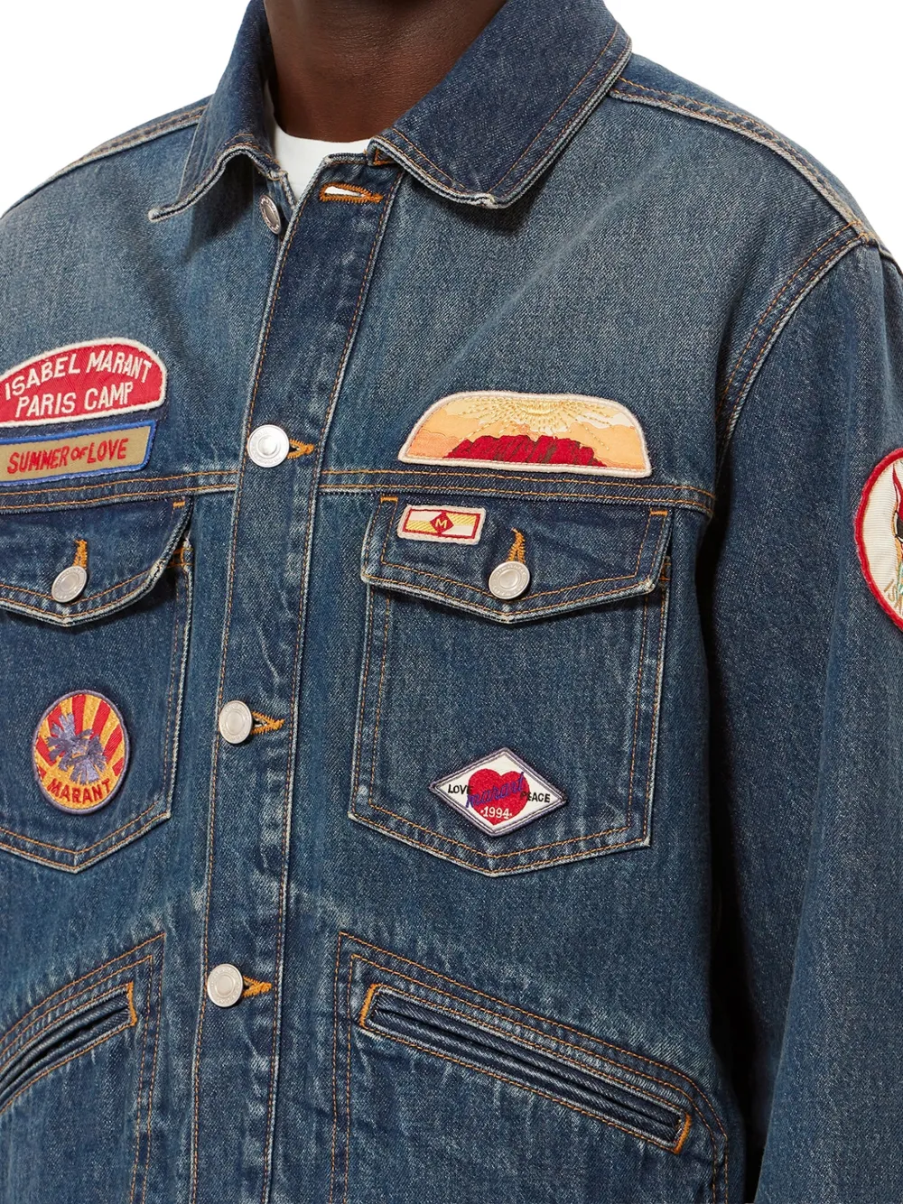 MARANT Jarvey denim jack met borduurwerk Blauw