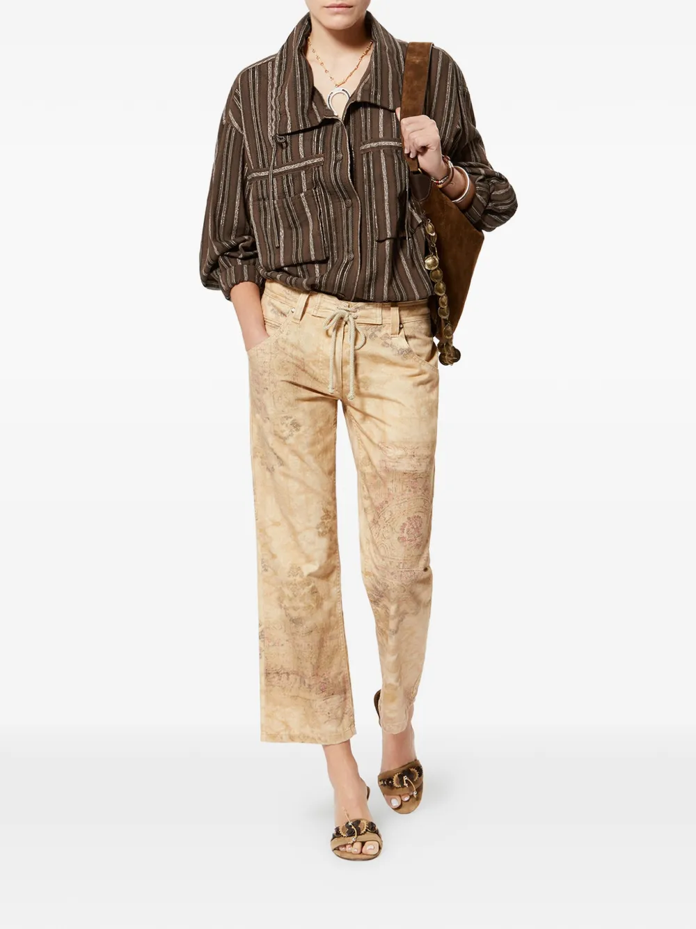 ISABEL MARANT Chelia gestreepte blouse Bruin
