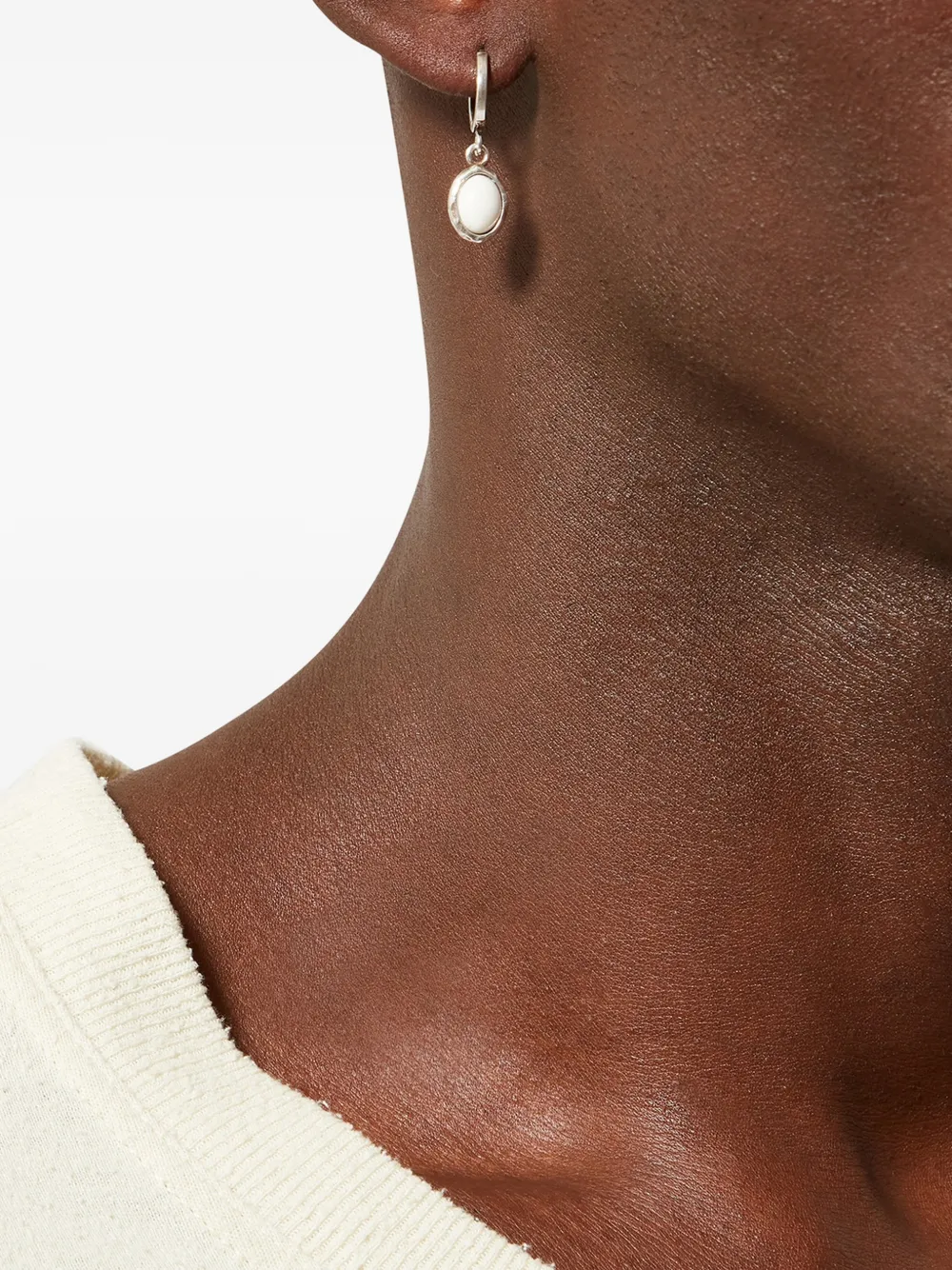 ISABEL MARANT Joanny oval-pendant hoop earring - Argento