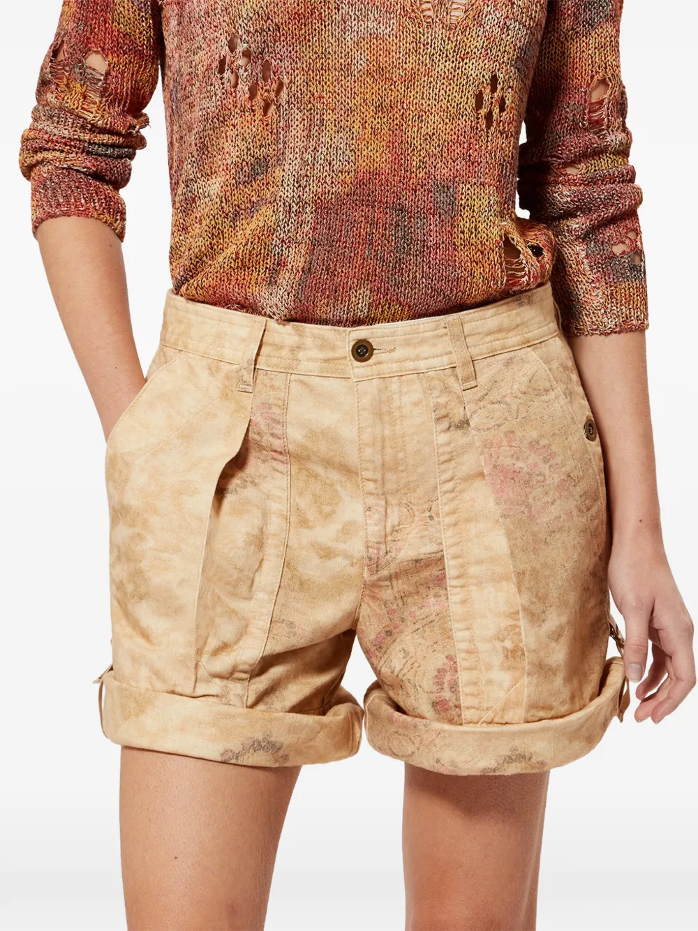  Isabel Marant Calissy Abstract-print Shorts - Neutrals 