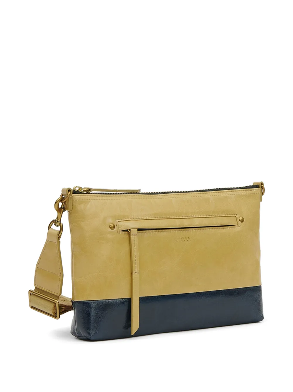 ISABEL MARANT Nessah tweekleurige geweven crossbodytas Beige