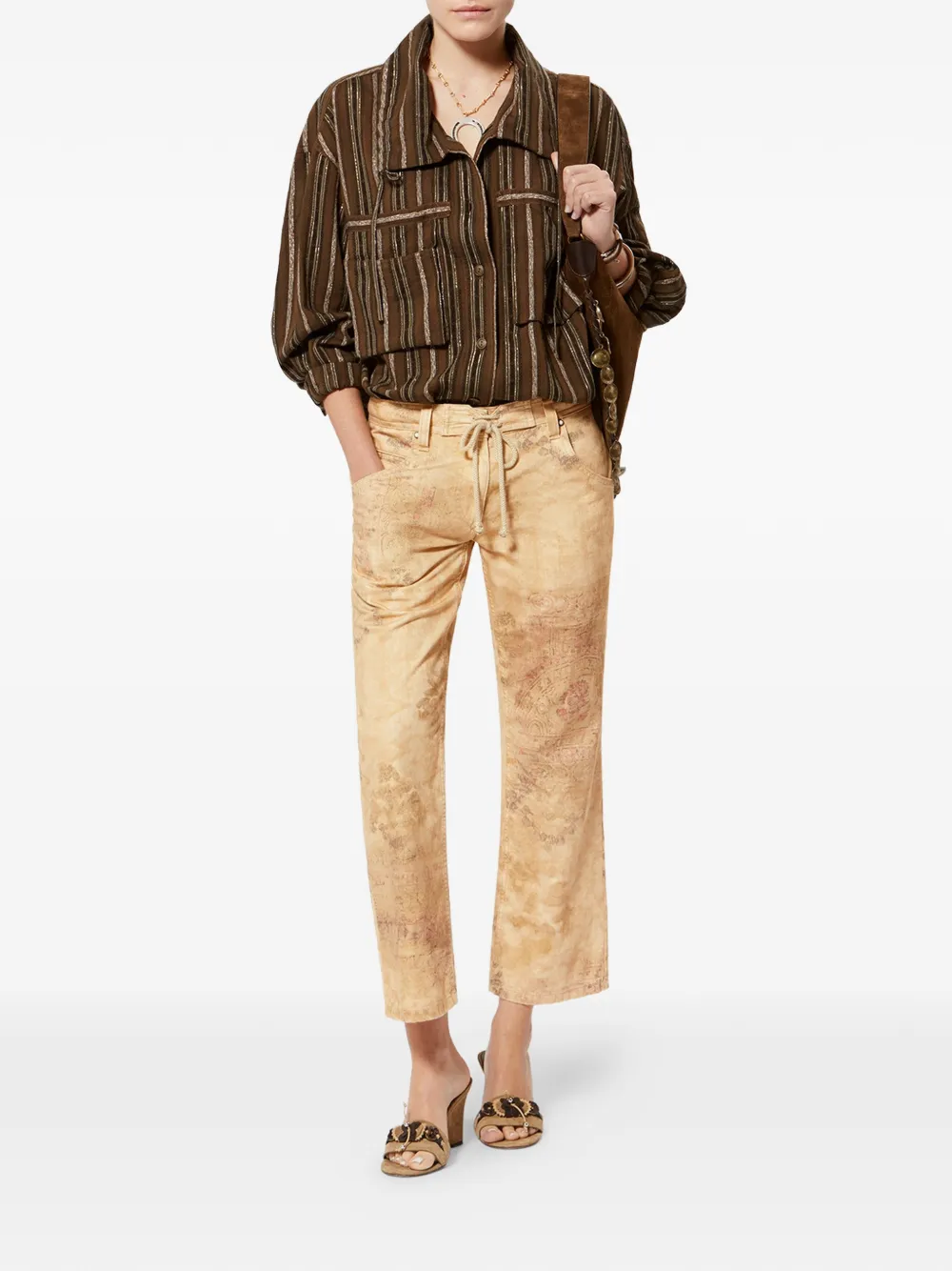 ISABEL MARANT Camila broek met abstract patroon Beige