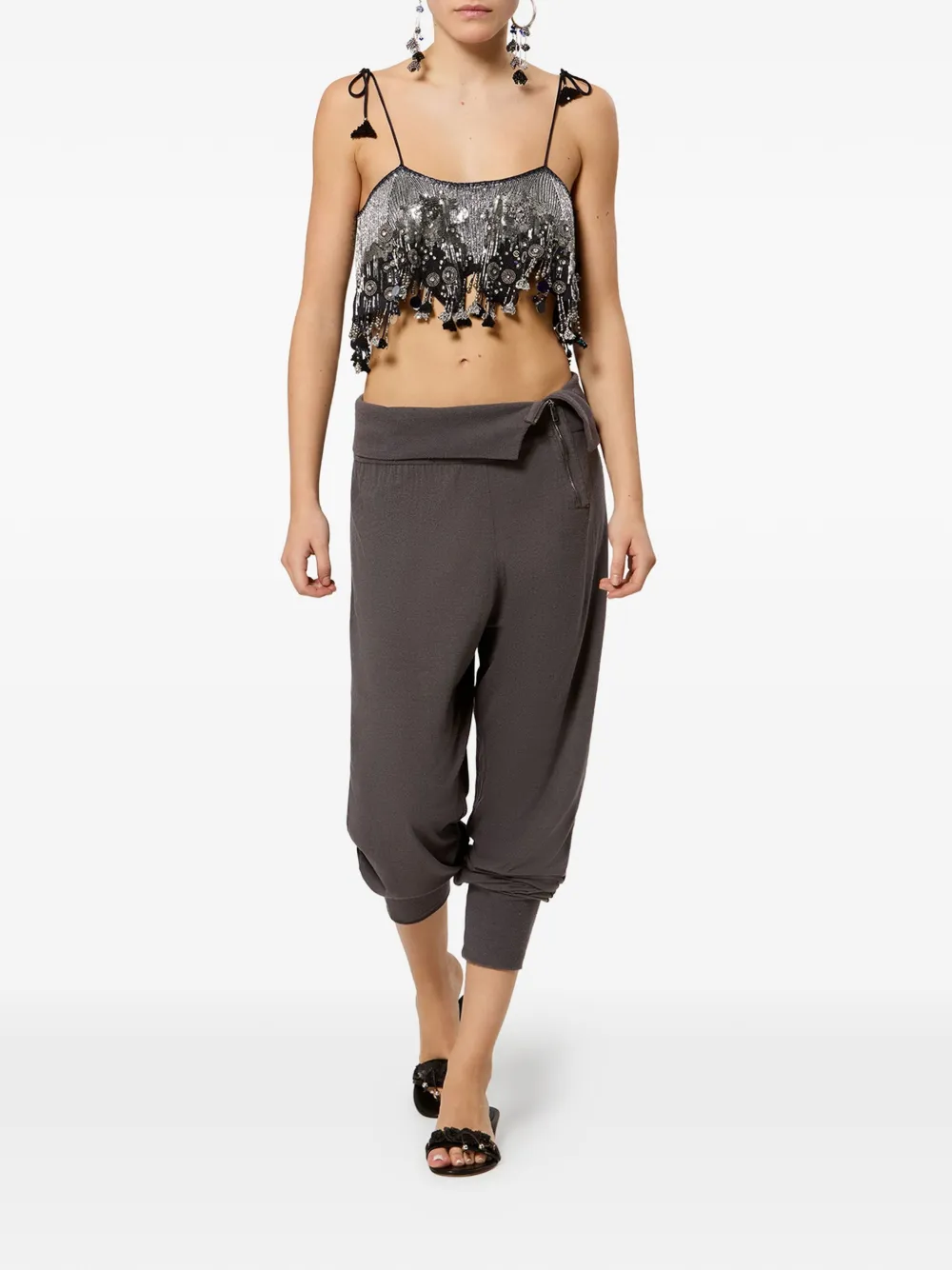  Isabel Marant Liwane Sequin-embellishment Silk Top - Silver 