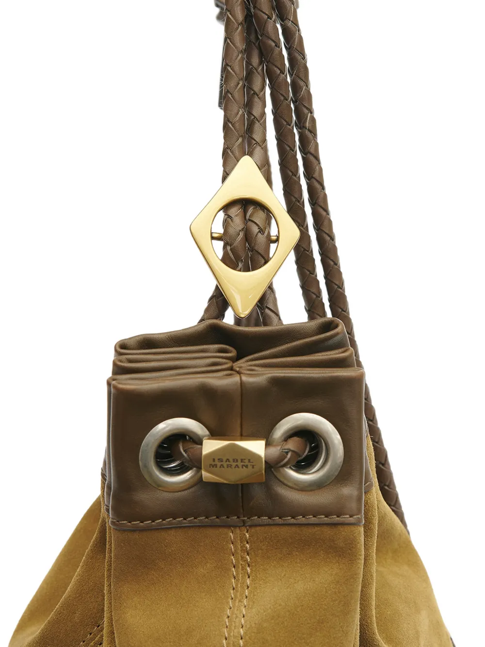 ISABEL MARANT Maia grote kalfsleren schoudertas Beige